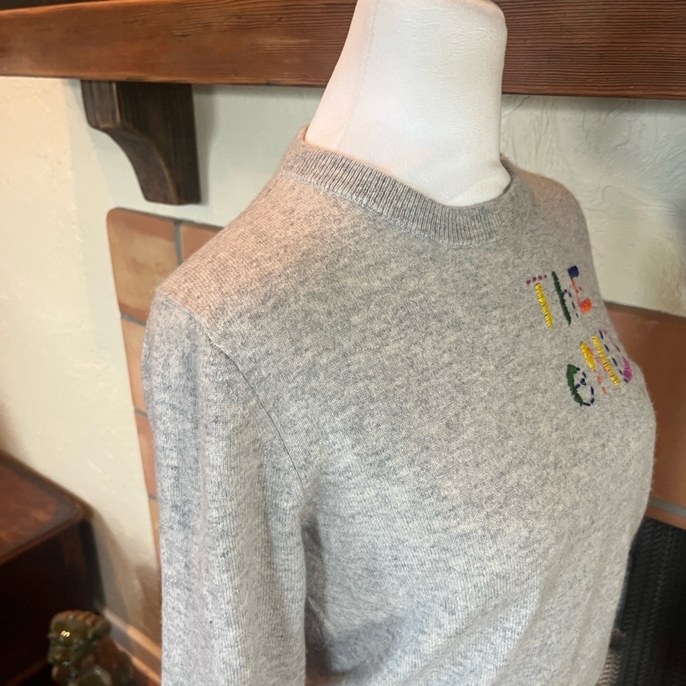 Lingua Franca Gray “the end" Crewneck Cashmere Sweater, size XS - Picture 5 of 12